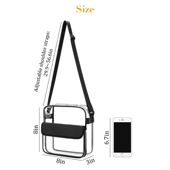 Clear stadium bag with extra side pocket - Picture 3 of 8